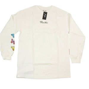 primitive skateboarding t shirt / white color  / long sleeve / butterfly graphic